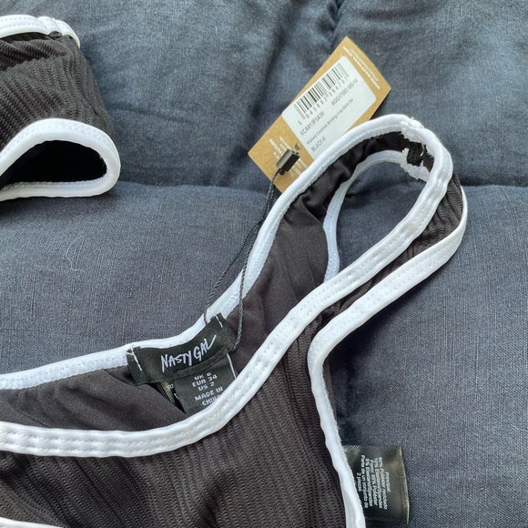 Nasty Gal NWT Black Ribbed Thong Bikini - Picture 5 of 5
